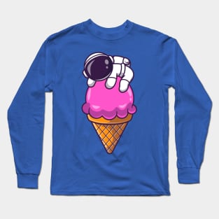 Astronaut On Ice Cream Cone Cartoon Long Sleeve T-Shirt